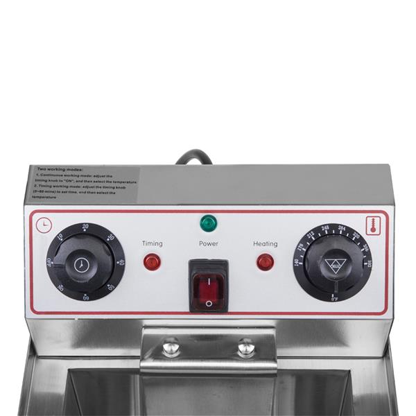 EH102V 16.9QT / 16L Total Capacity 24.9QT/23.6L Stainless Steel Faucet Double Tank Deep Fryer 3400W MAX (8L 8L Big Blue/Large Handle)