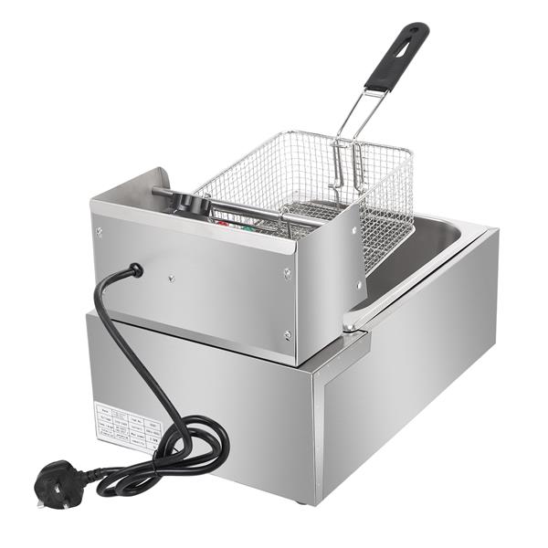 EH81 2500W 220-240V 6.3QT/6L Stainless Steel Single Cylinder Electric Fryer UK Plug