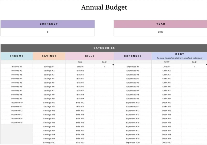 Ultimate Annual Budget Spreadsheet Excel Google Sheets Budget & Usb Flash Drive - Image 5